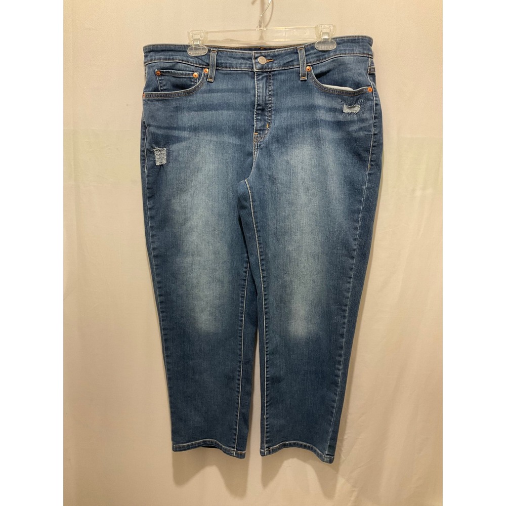 Levis‎ Boyfriend Jeans Womens 18W Medium Wash Distressed Denim Relaxed Fit